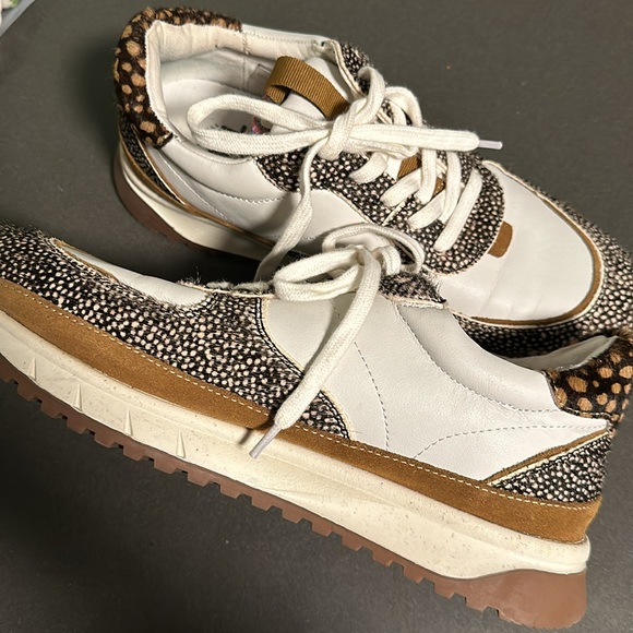 Madewell Kickoff Trainer Sneakers Leather Animal Print Mix Calf Hair  Sz 10 - Picture 3 of 7